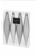 Kerstbal Onbreekbaar Kegel 15cm 4 stuks - Zilver