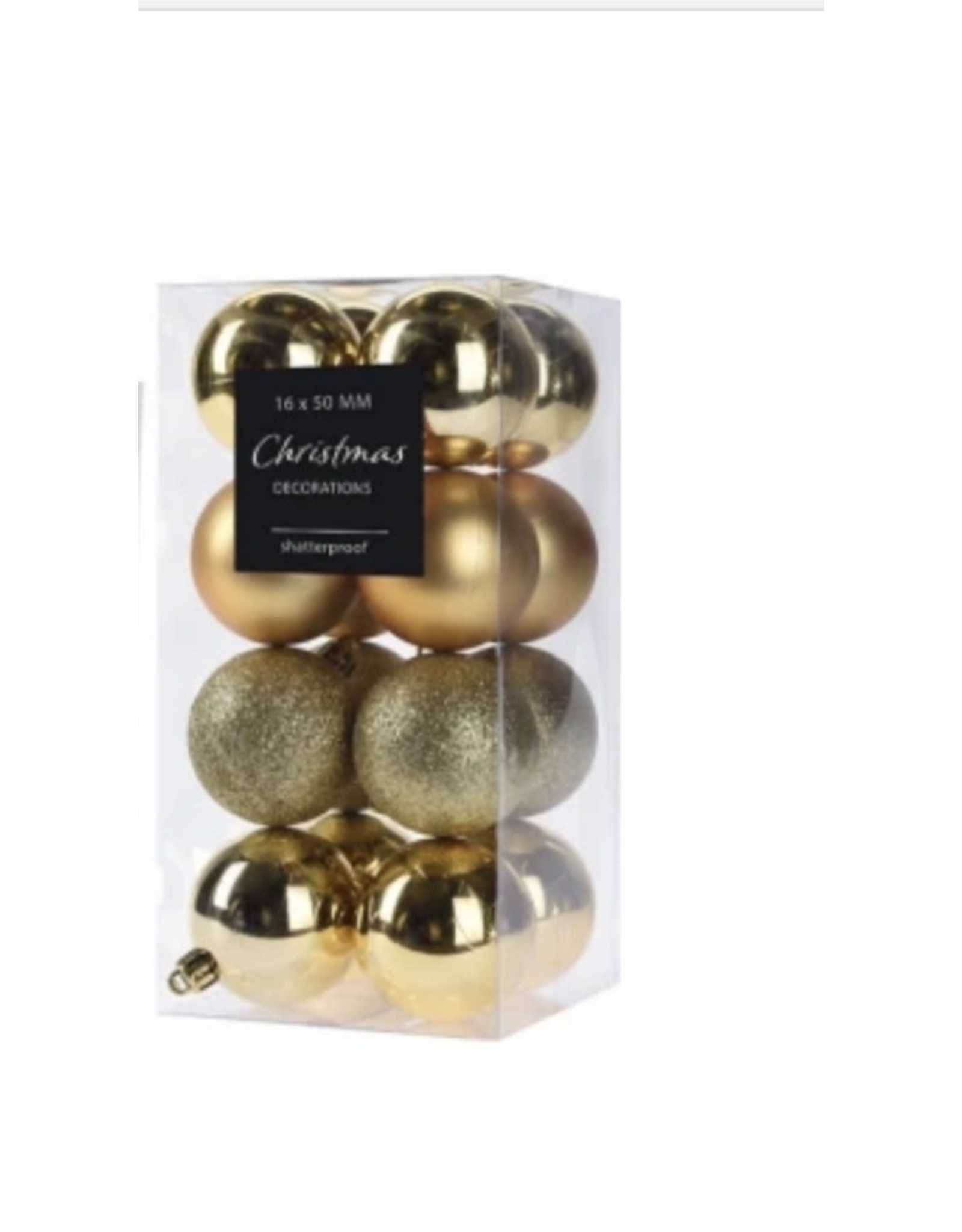 Kerstbal Onbreekbaar 5.00cm 16 stuks - Goud