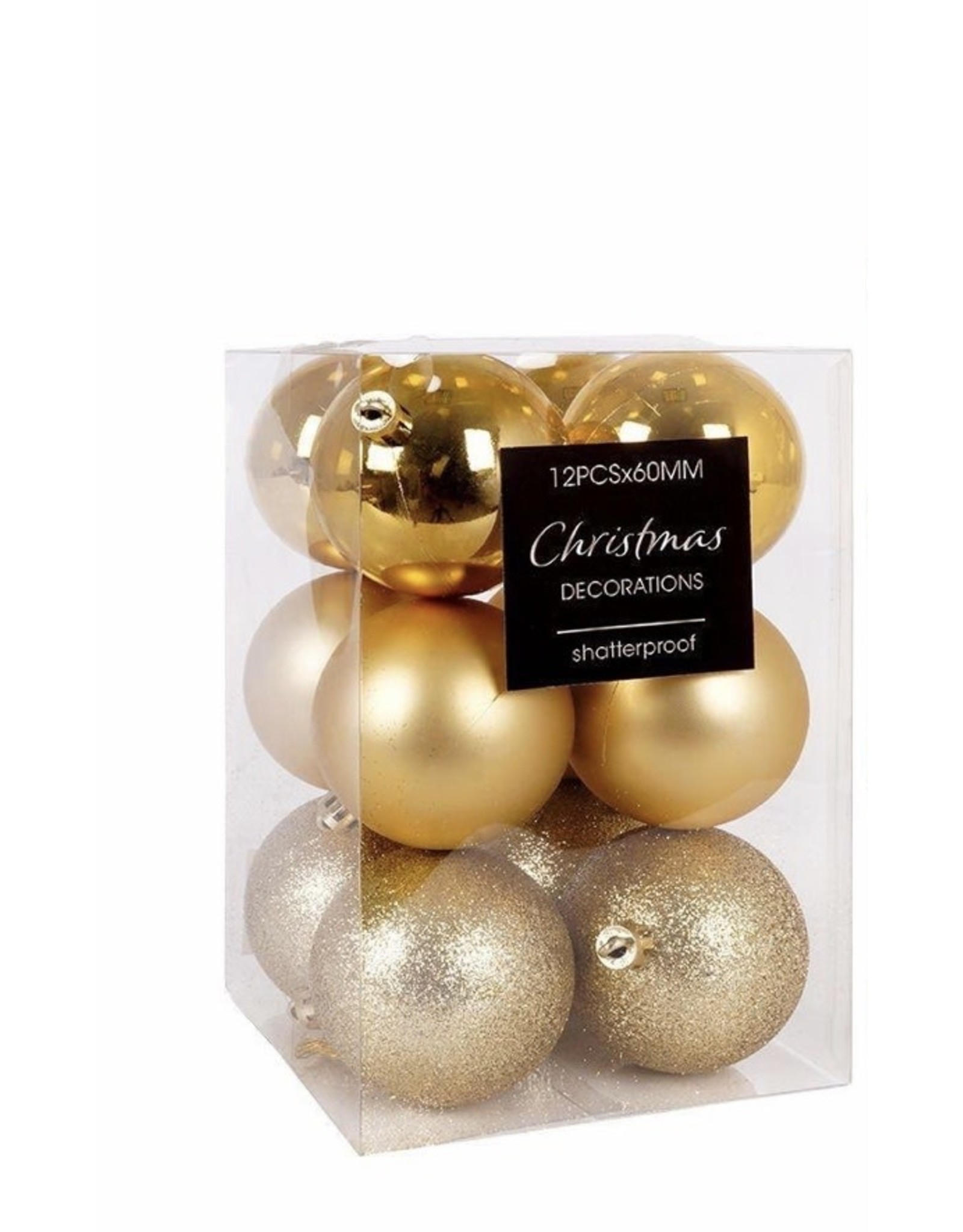 Kerstbal Onbreekbaar 6.00cm 12 stuks - Goud