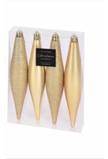 Kerstbal Onbreekbaar Kegel 15cm 4 stuks - Goud