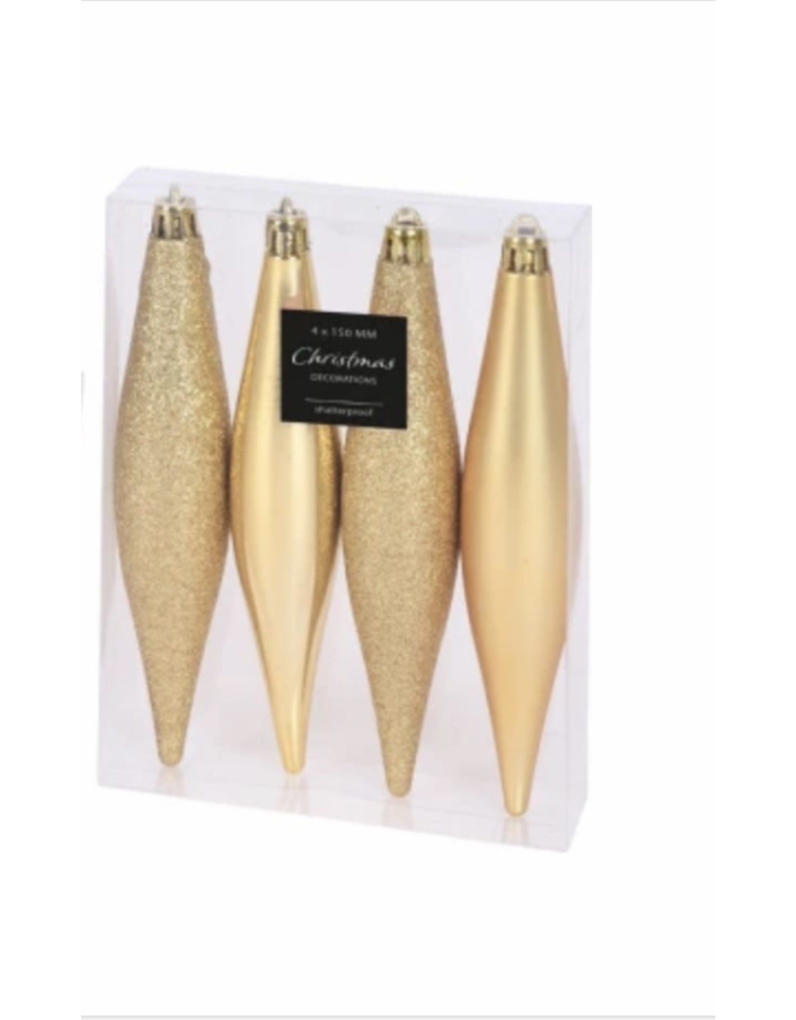 Kerstbal Onbreekbaar Kegel 15cm 4 stuks - Goud