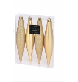 Kerstbal Onbreekbaar Kegel 15cm 4 stuks - Goud