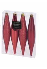 Kerstbal Onbreekbaar Kegel 15cm 4 stuks - Rood