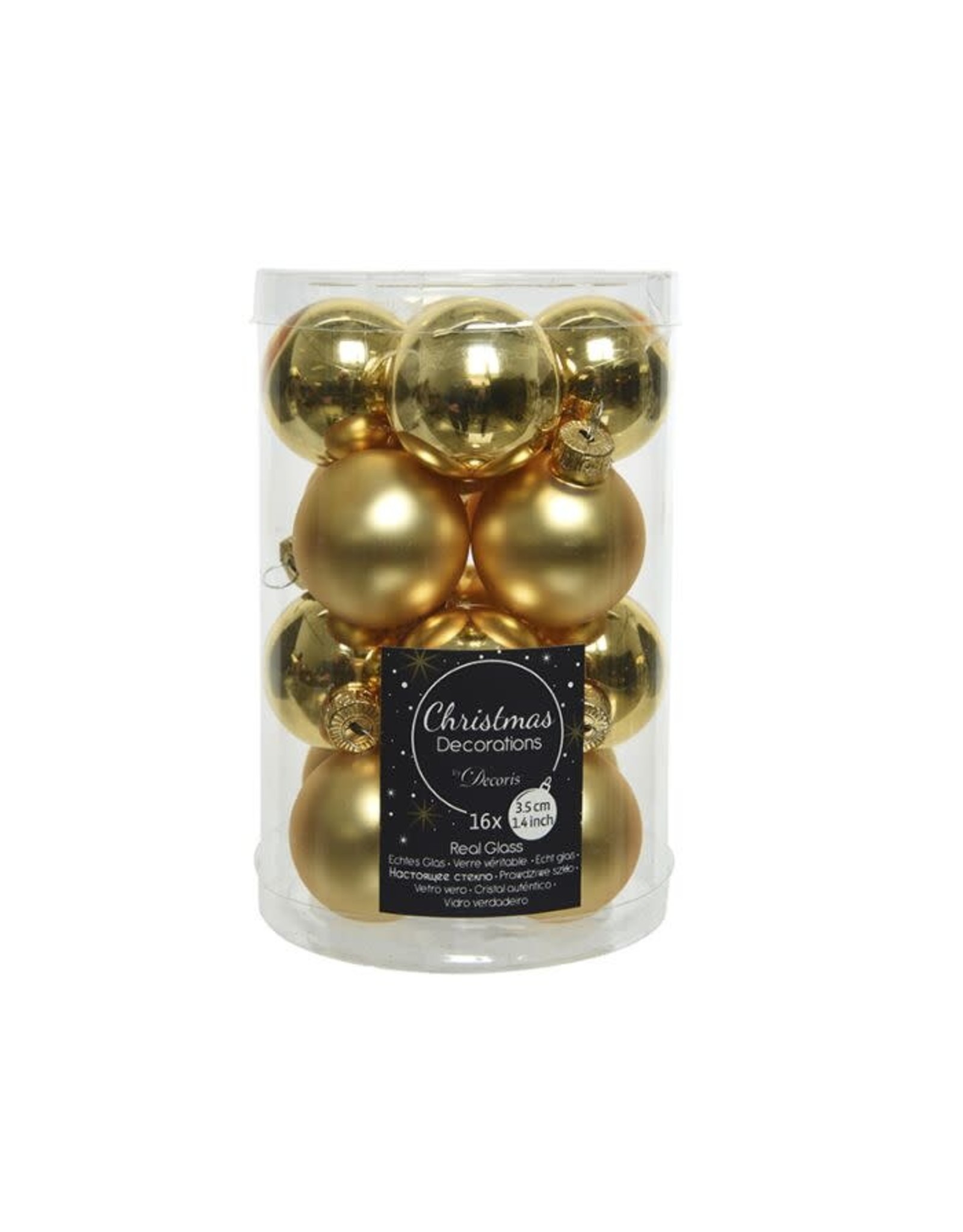 Decoris Kerstbal Glas 3.50cm 16 stuks - Goud