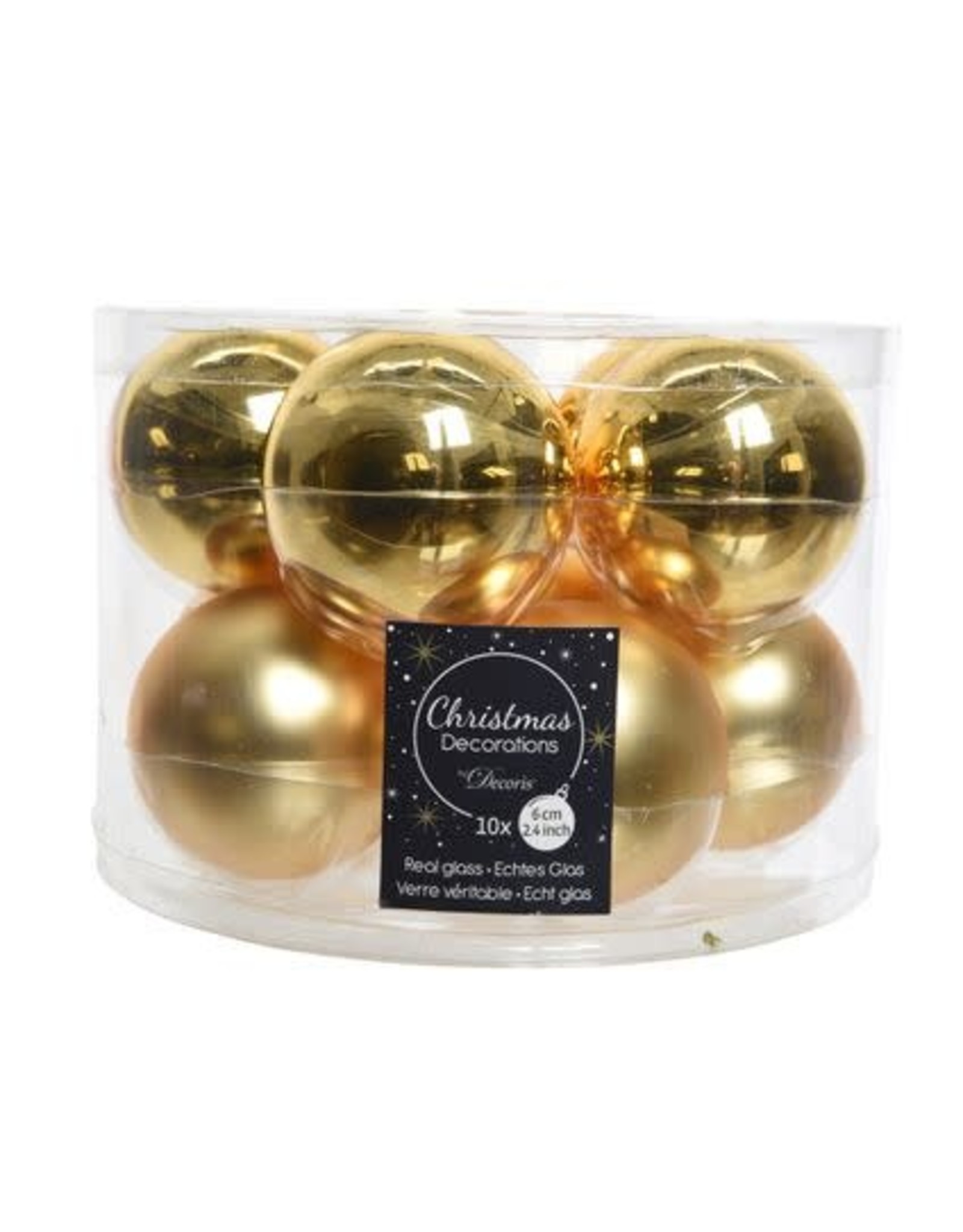 Decoris Kerstbal Glas 6.00cm 10 stuks - Goud