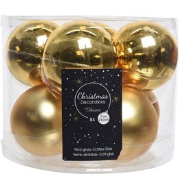 Decoris Kerstbal Glas 7.00cm 8 stuks - Goud