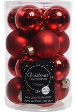 Decoris Kerstbal Glas 3.50cm 16 stuks - Rood