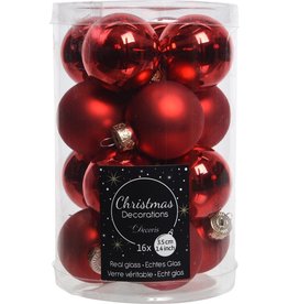 Decoris Kerstbal Glas 3.50cm 16 stuks - Rood