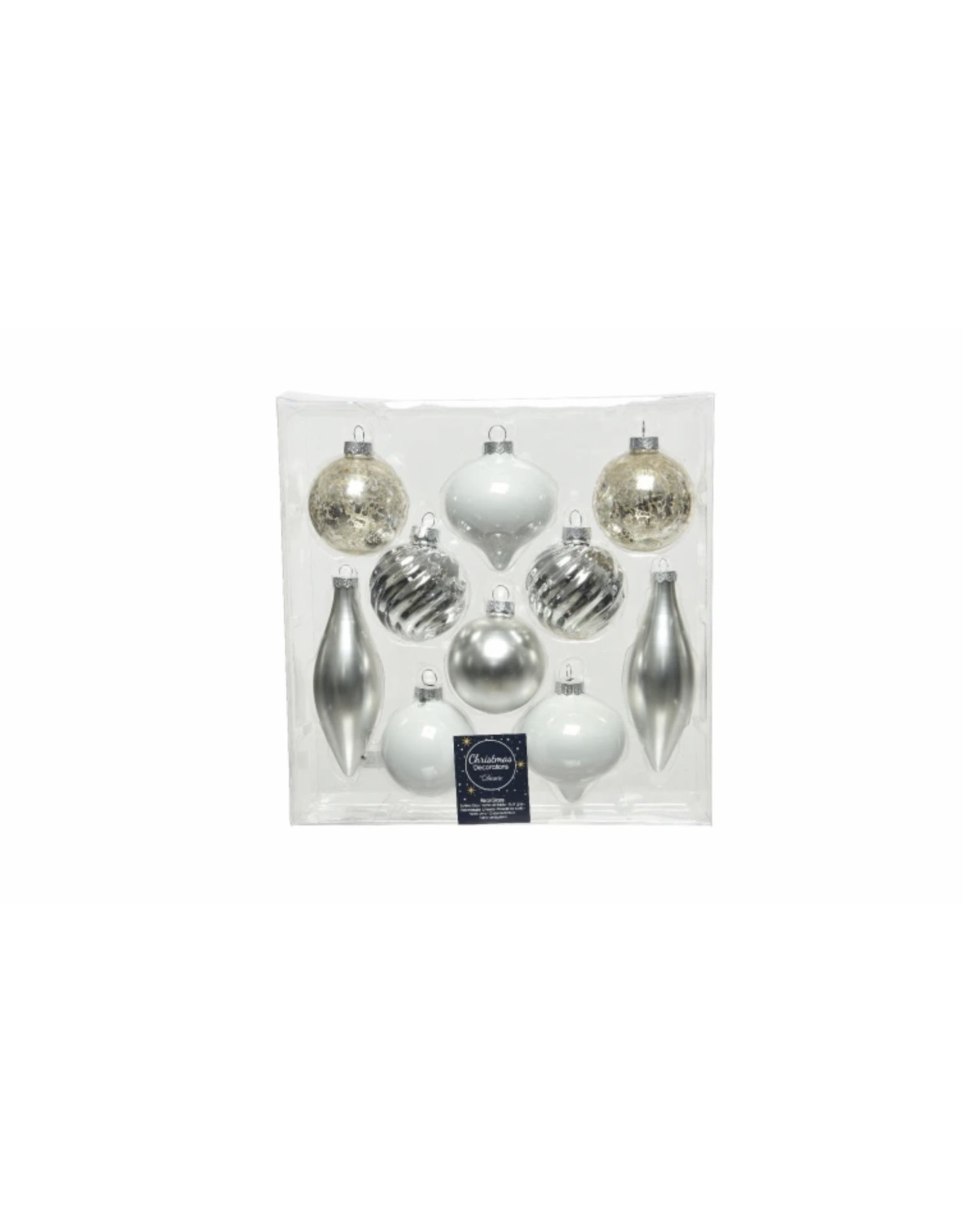 Decoris Kerstbal Glas set 10 stuks - Zilver