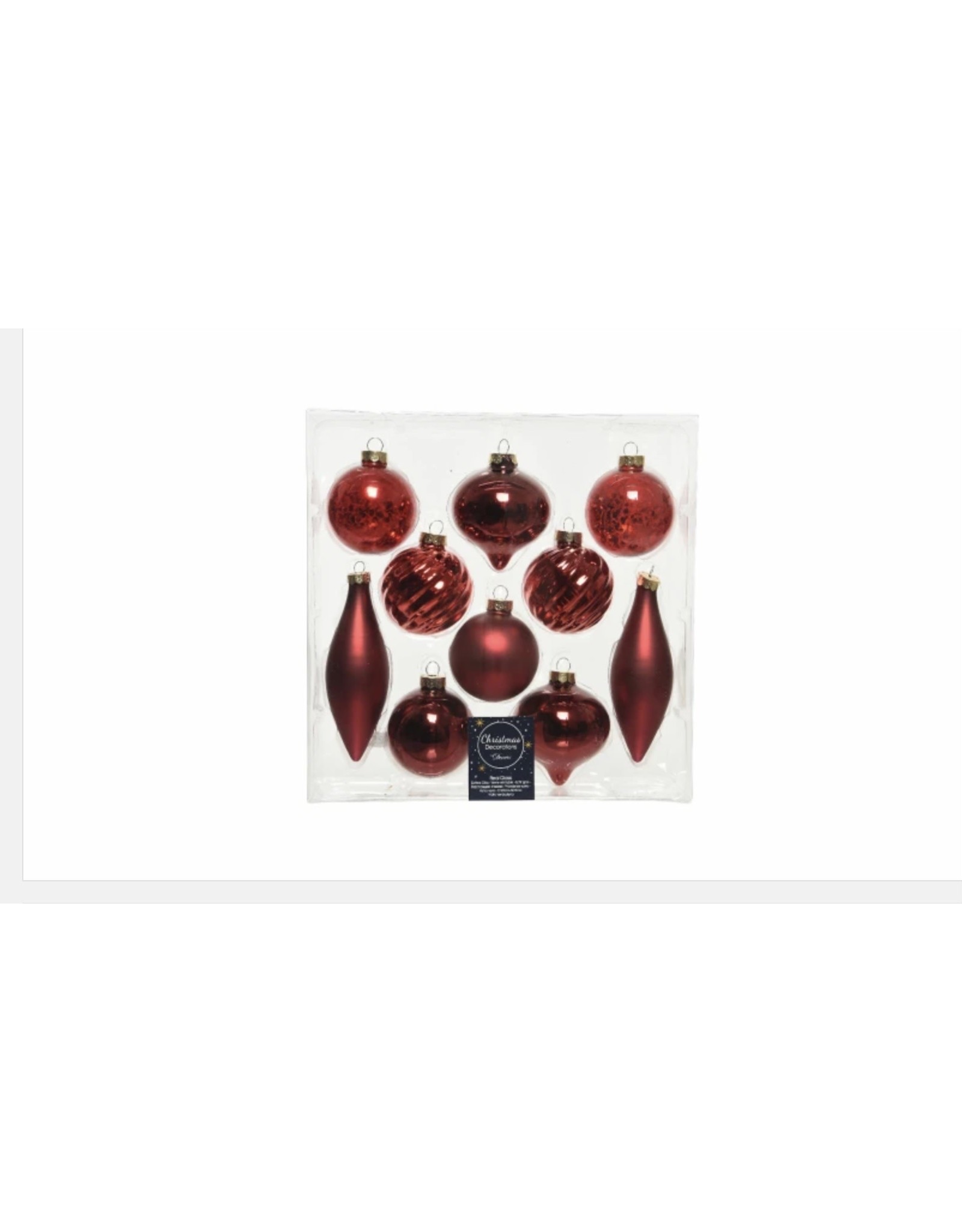 Decoris Kerstbal Glas set 10 stuks - Rood