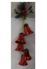 Decoris Deco Kerstbellen met Dennentakjes - Rood