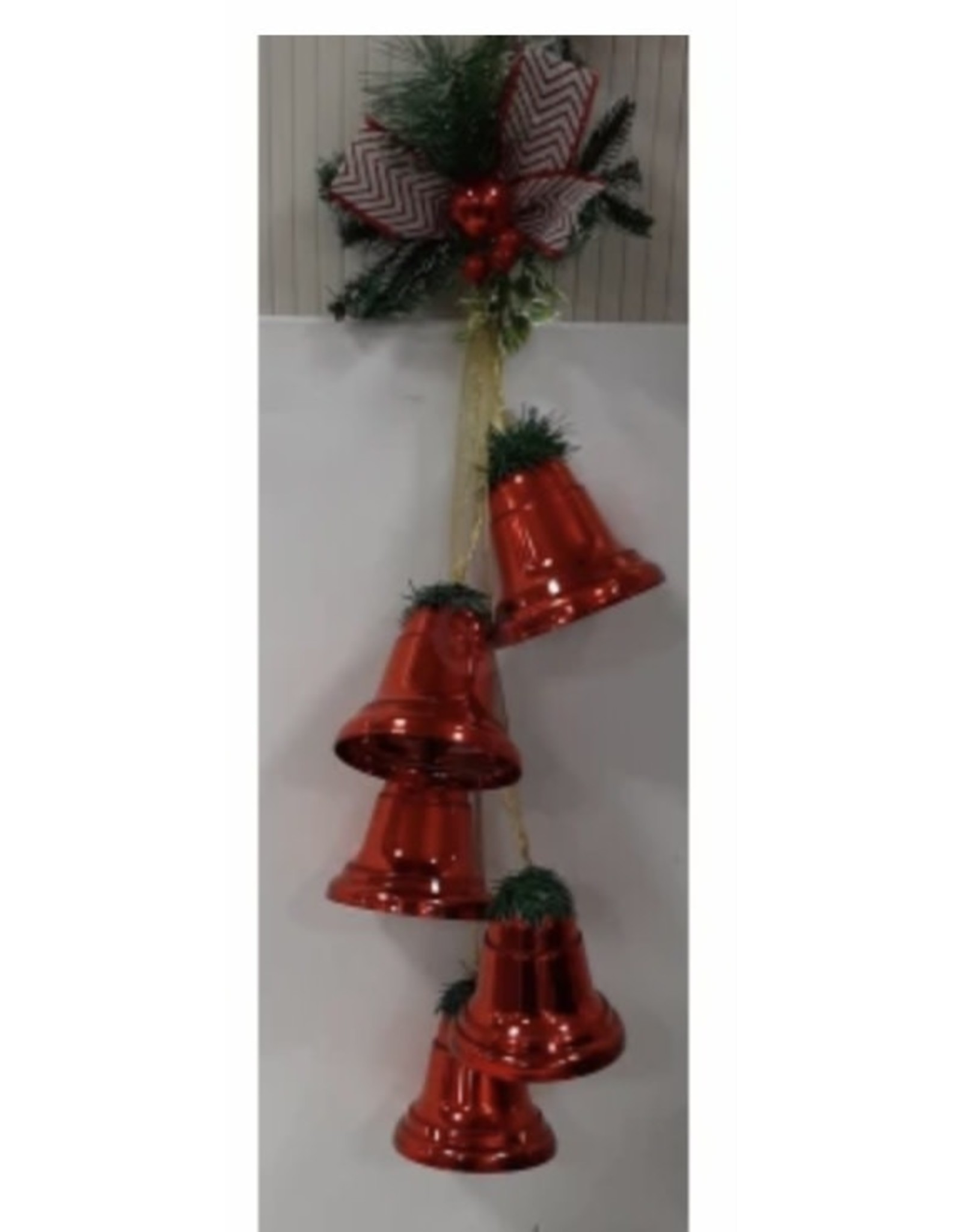 Decoris Deco Kerstbellen met Dennentakjes - Rood