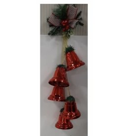 Decoris Deco Kerstbellen met Dennentakjes - Rood