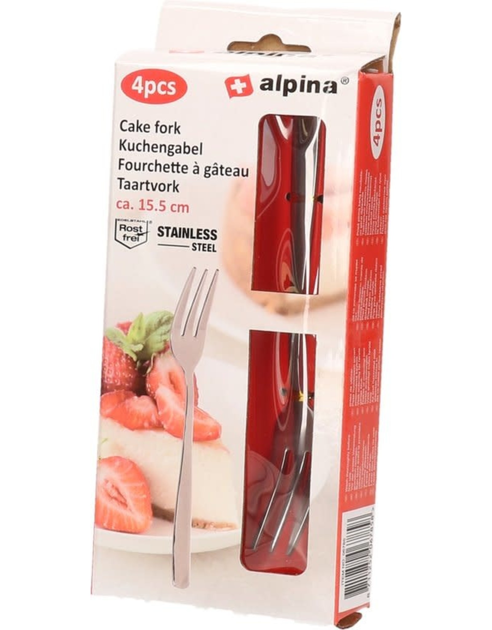 ALPINA Alpina Bestek Gebakvorkjes/Taartvorkjes - Chroom - 15,5 cm. - 4 Stuks