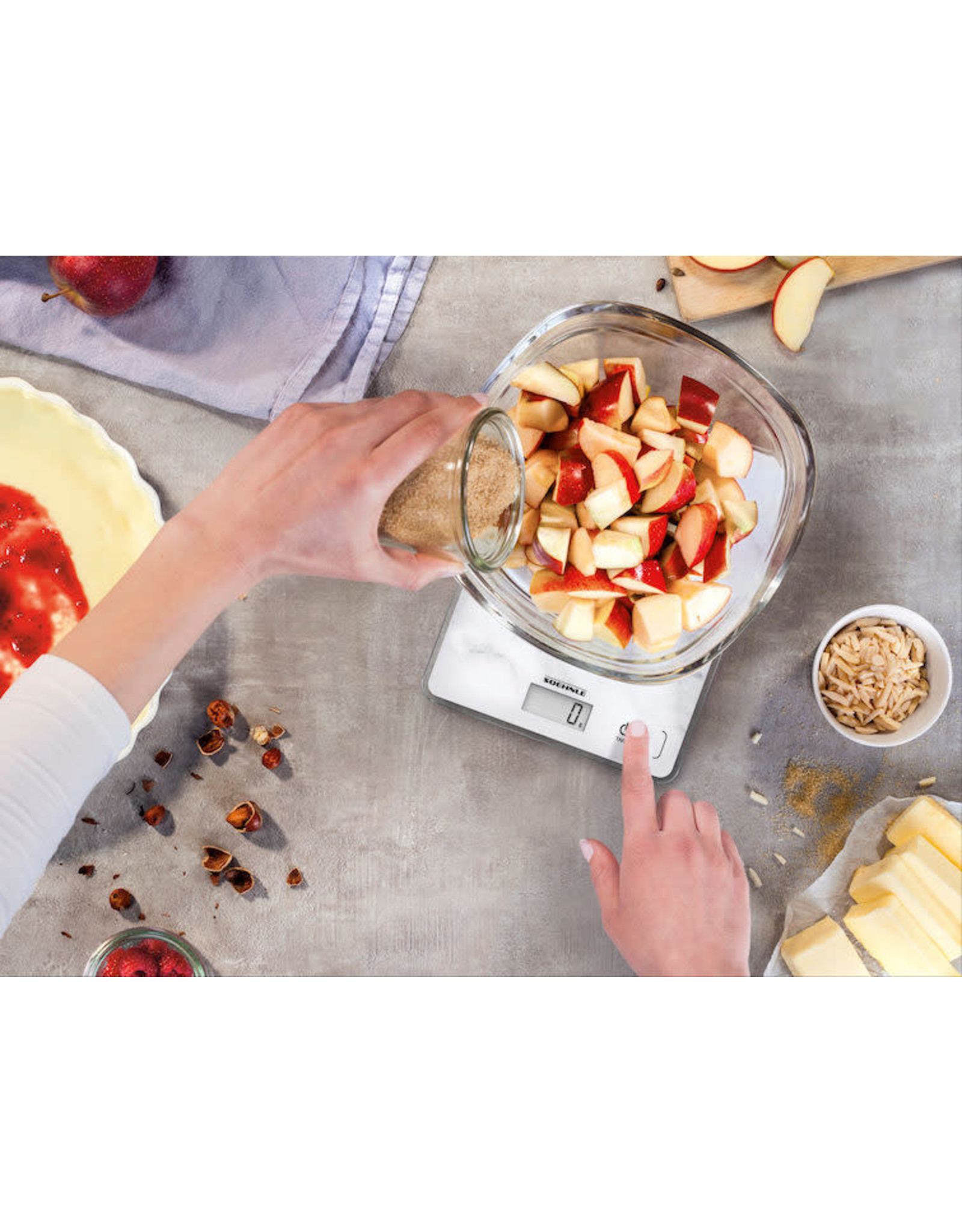 SOEHNLE Soehnle keukenweegschaal Compact 300 - digitaal - 1 gram nauwkeurig - tot 5 kg - marmerlook - wit