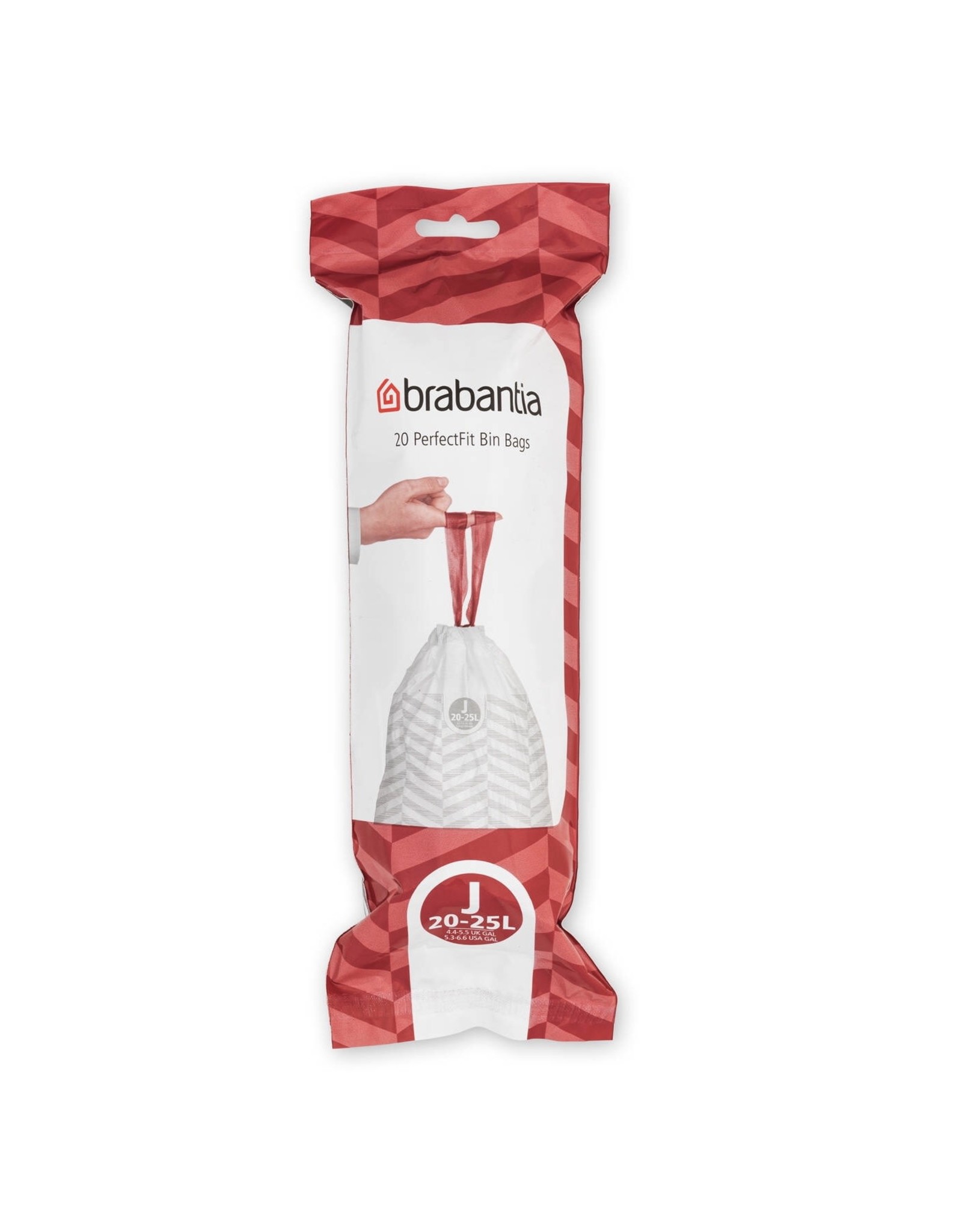 BRABANTIA Brabantia PerfectFit afvalzak met trekbandsluiting code J, 20-25 liter, 20 stuks/rol - White