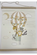 MERKLOOS Poster Safari dieren met luchtballon - HELLO 56 x 46 x 82 cm