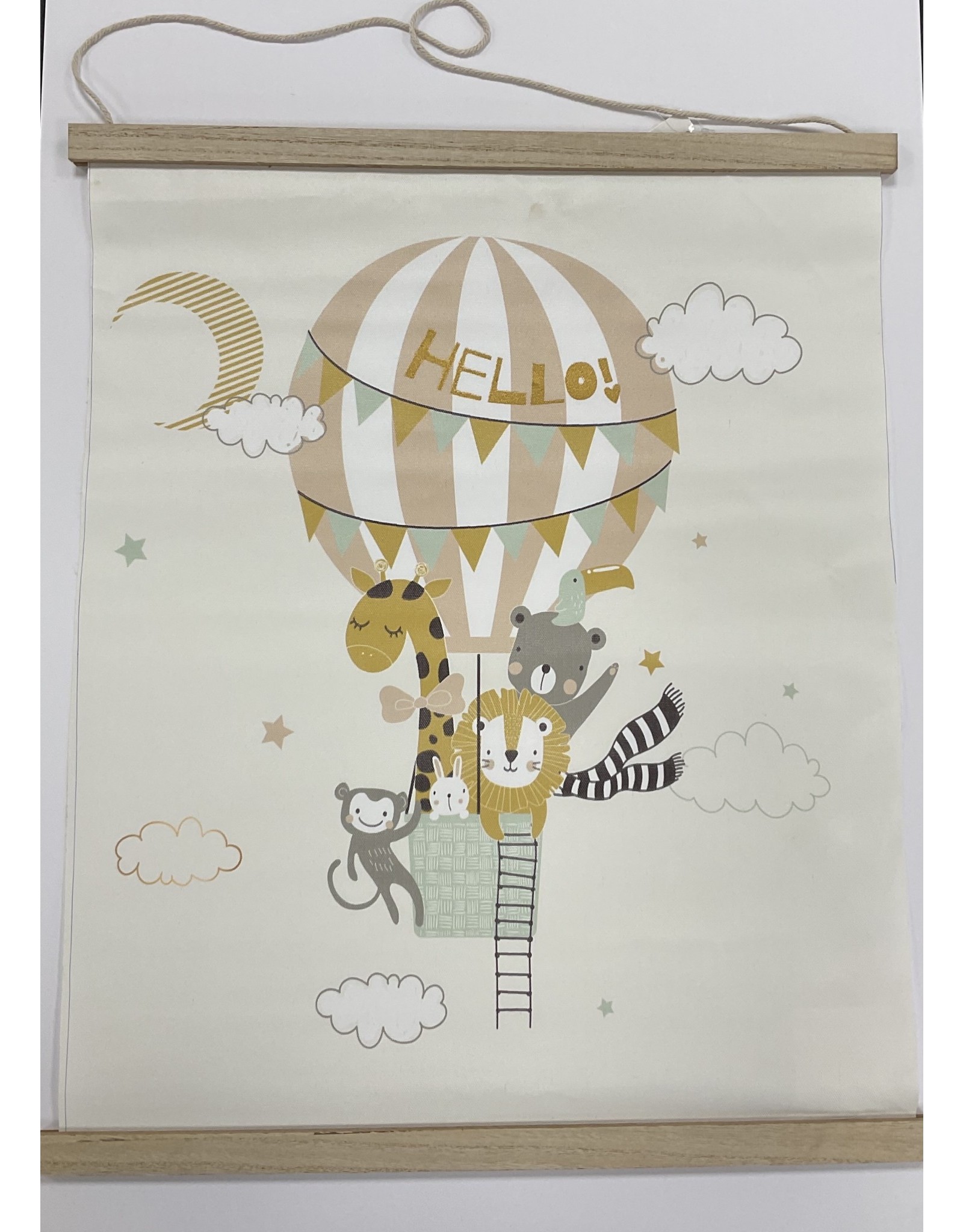 MERKLOOS Poster Safari dieren met luchtballon - HELLO 56 x 46 x 82 cm