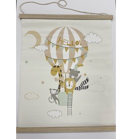 MERKLOOS Poster Safari dieren met luchtballon - HELLO 56 x 46 x 82 cm