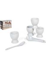 MERKLOOS Eierkopjes met Kleine Lepeltjes - 4 Setjes