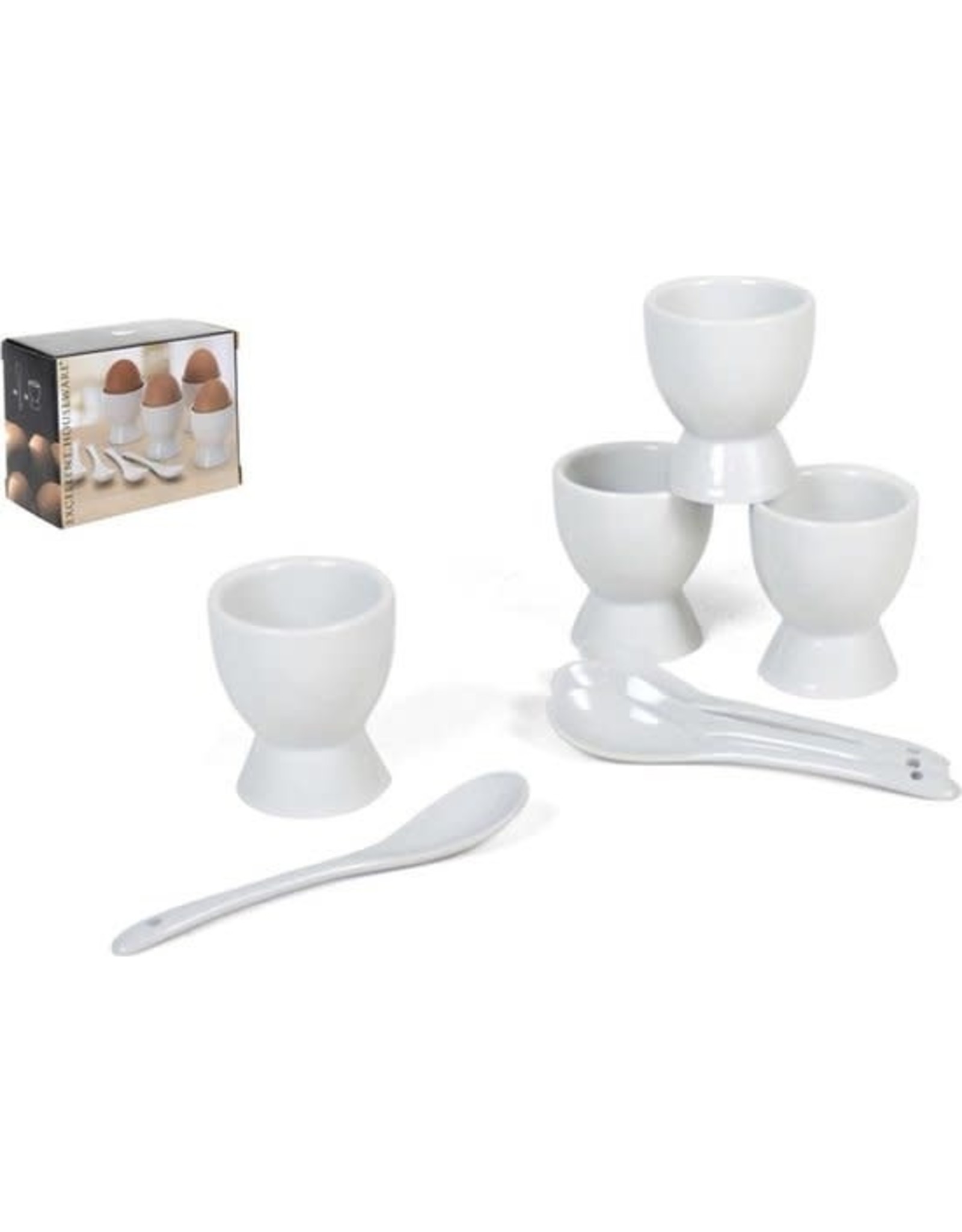 MERKLOOS Eierkopjes met Kleine Lepeltjes - 4 Setjes