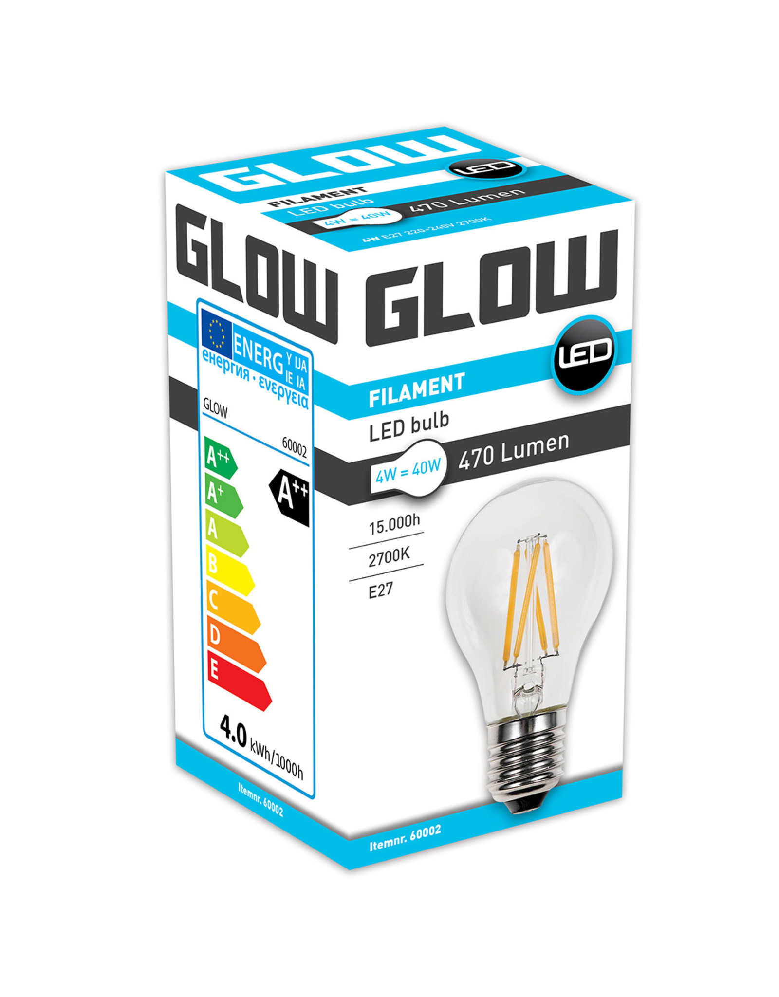 Glow LED Filament normaal | 4-40W E27 A60 2700K 470lm ND