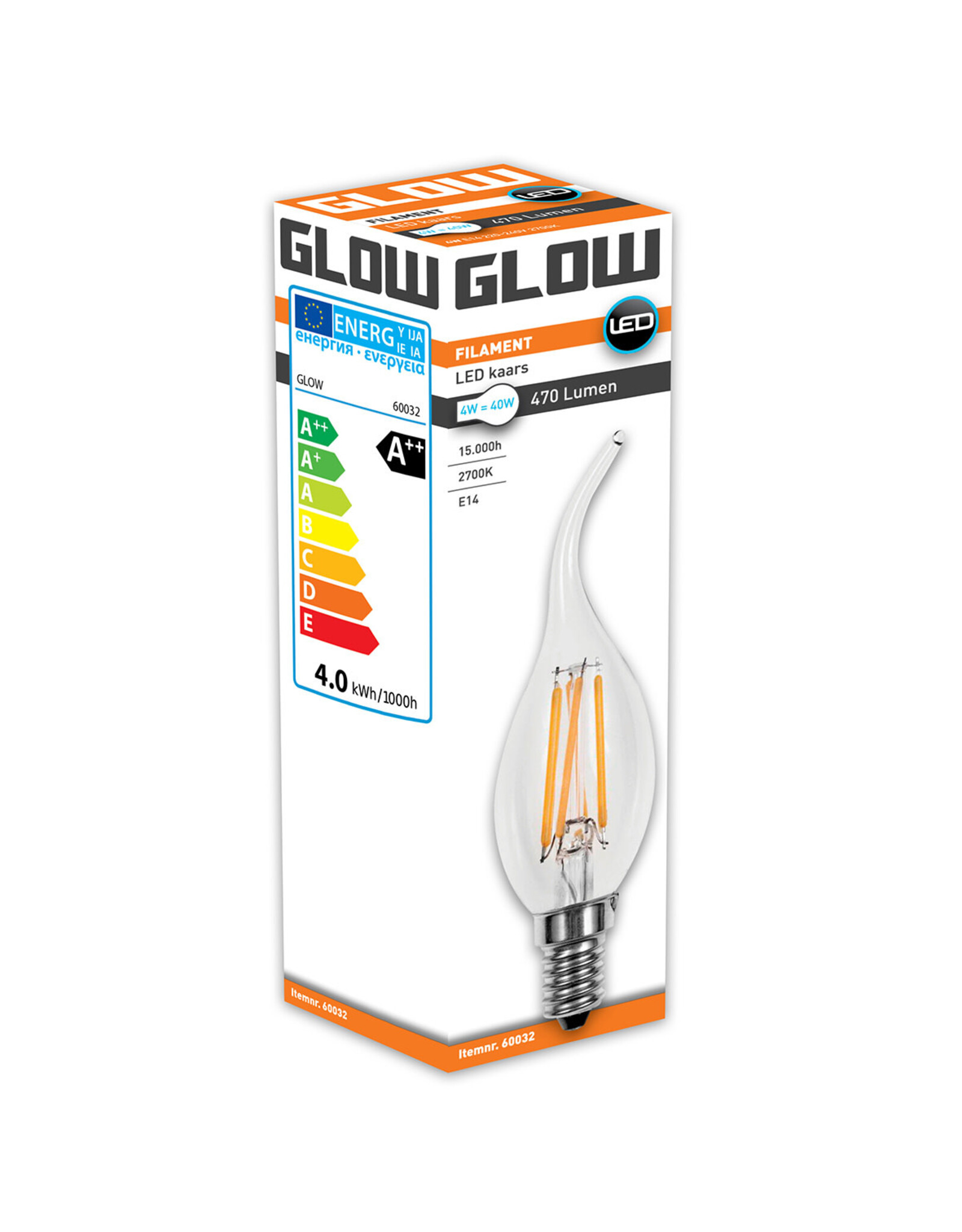 Glow Glow tipkaars e14 4w 40w 2700k 470lm