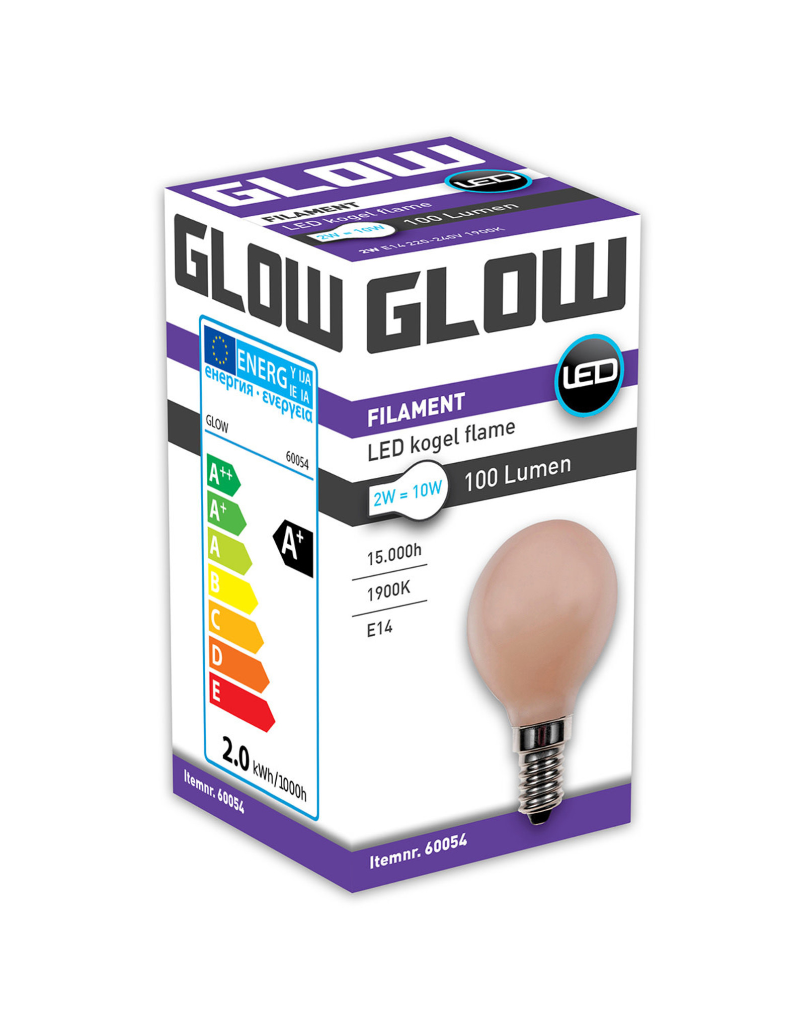 Glow LED Flame kogel | 2-10W E14 G45 1900K 100lm ND