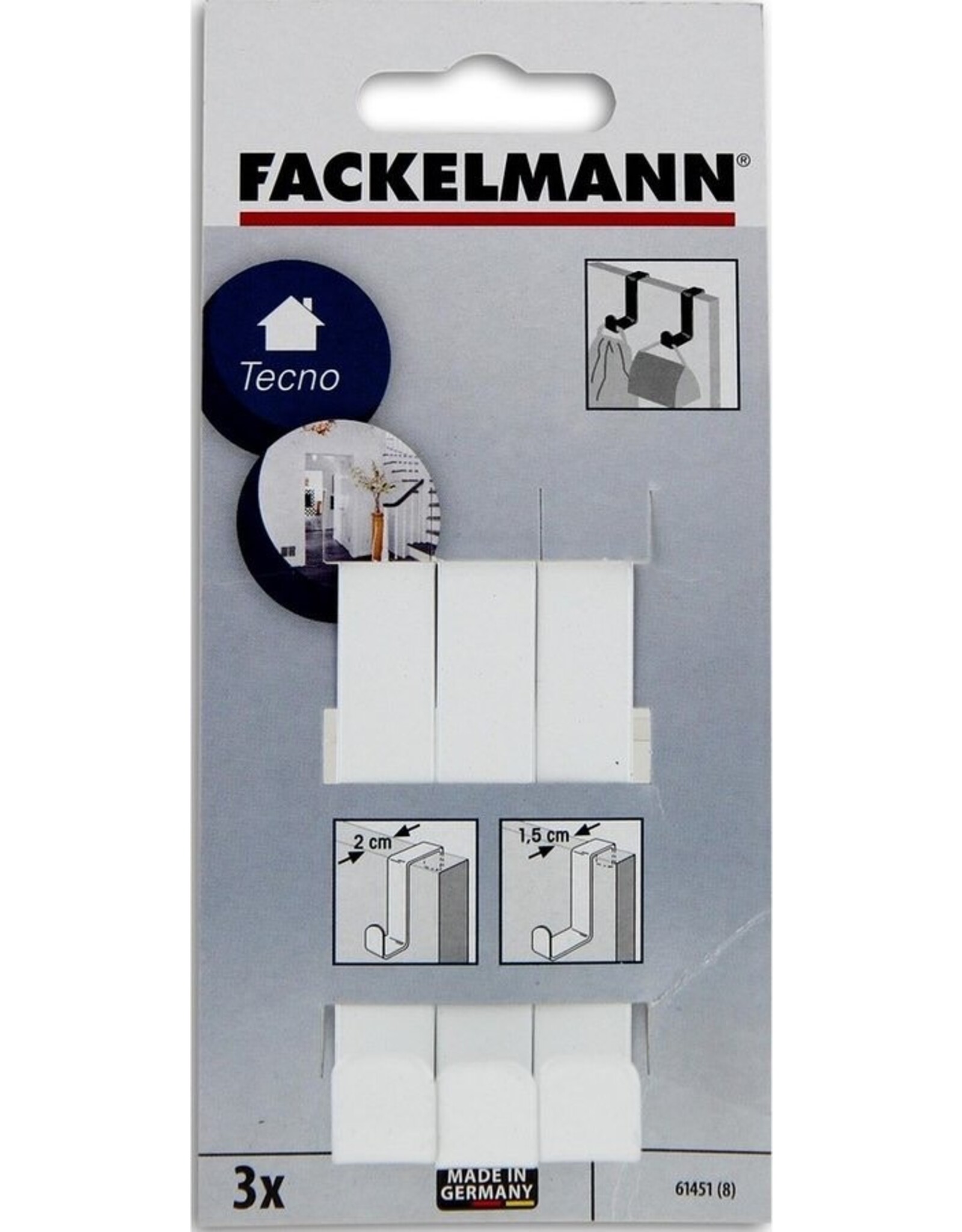 FACKELMANN Fackelmann tecno deurhanger zilver 3stuks