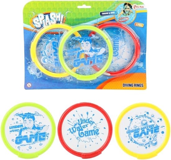 Toi-Toys Splash Duikringen Set – 3 Kleurrijke Duikringen Voor Zwembad, Bad En Strand, Waterspeelgoed Voor Kids Dat Duiken Leuk Maakt