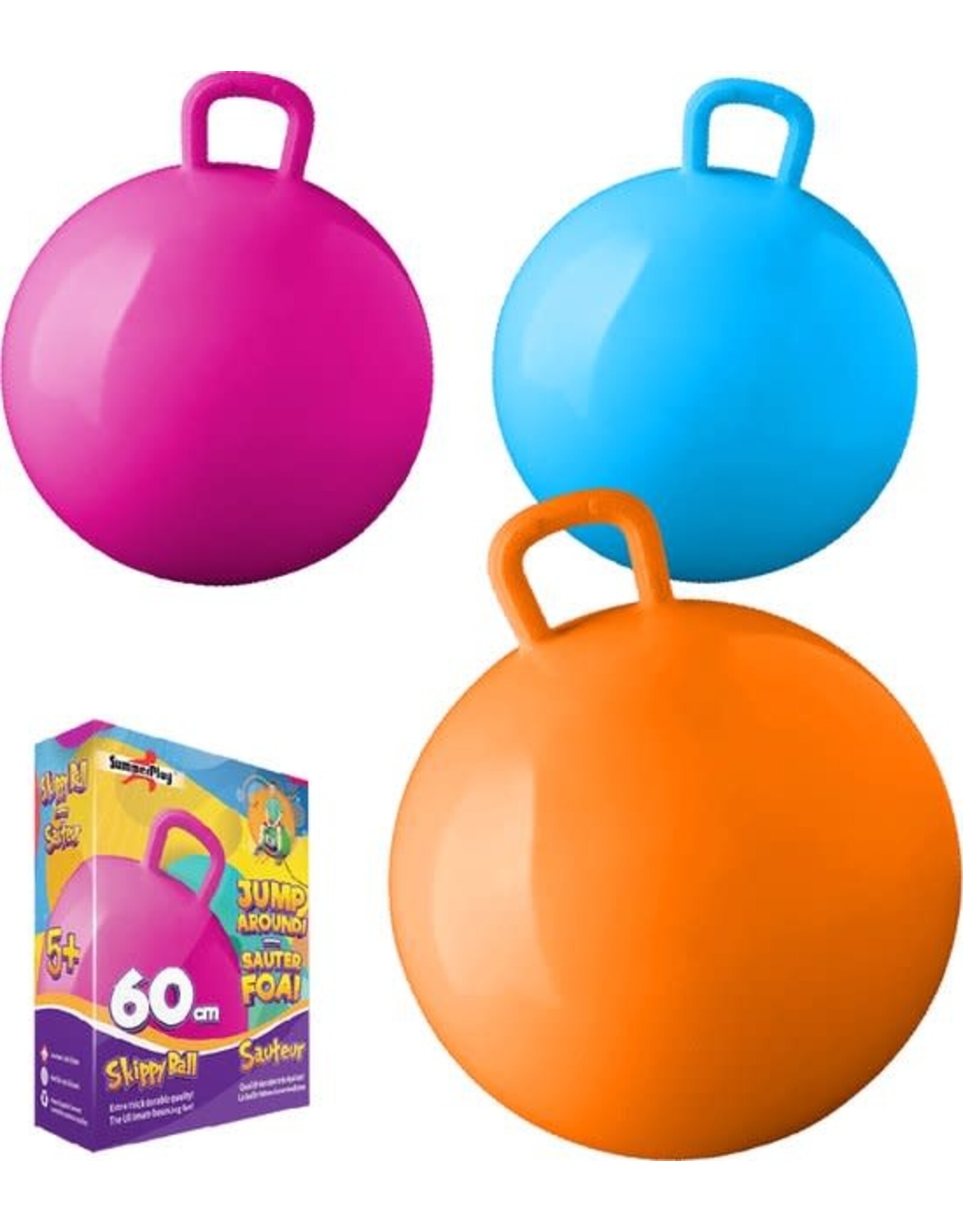SUMMERPLAY Skippybal roze 60 cm voor kinderen - Skippyballen buitenspeelgoed voor jongens/meisjes - Sport en spel