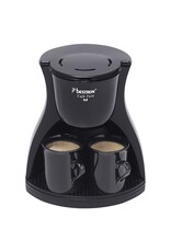 BESTRON Bestron Filterkoffiezetapparaat voor 2 kopjes koffie, Duo-Filterkoffiemachine incl. twee bijpassende zwarte kopjes & permanentfilter, 450Watt, kleur: Zwart