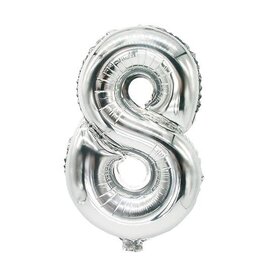 Folie ballon 8 zilver 40cm