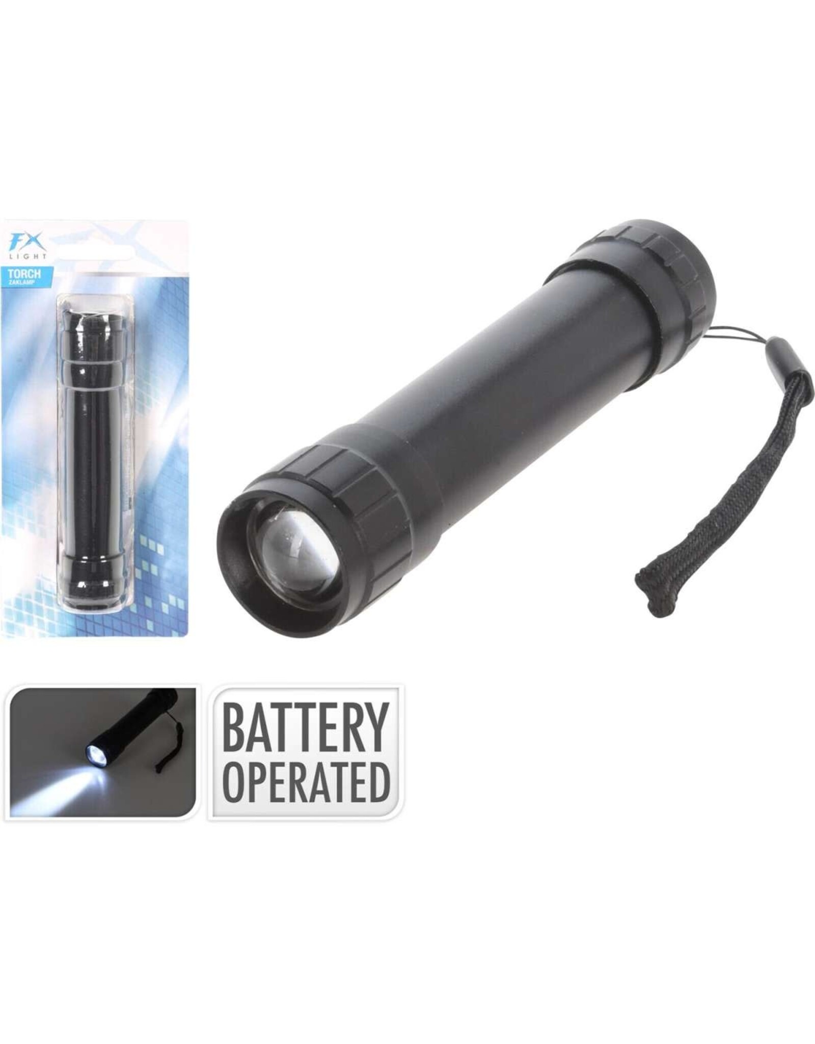 fx light Zaklamp aluminium 28mm zwart