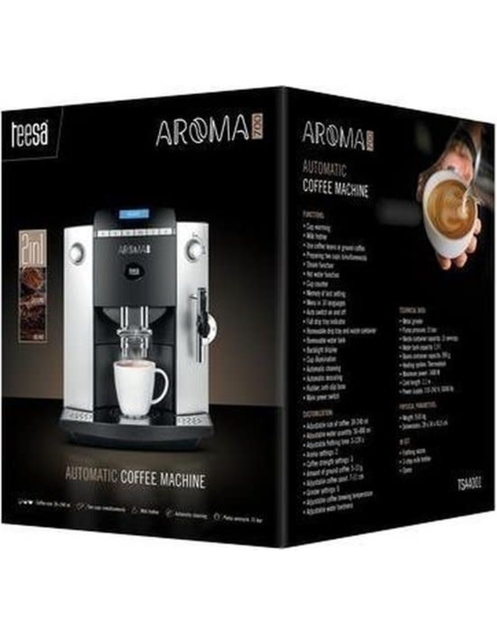 TESSA Teesa TSA4001 - Volautomatische espressomachine AROMA 700 met melkschuimer