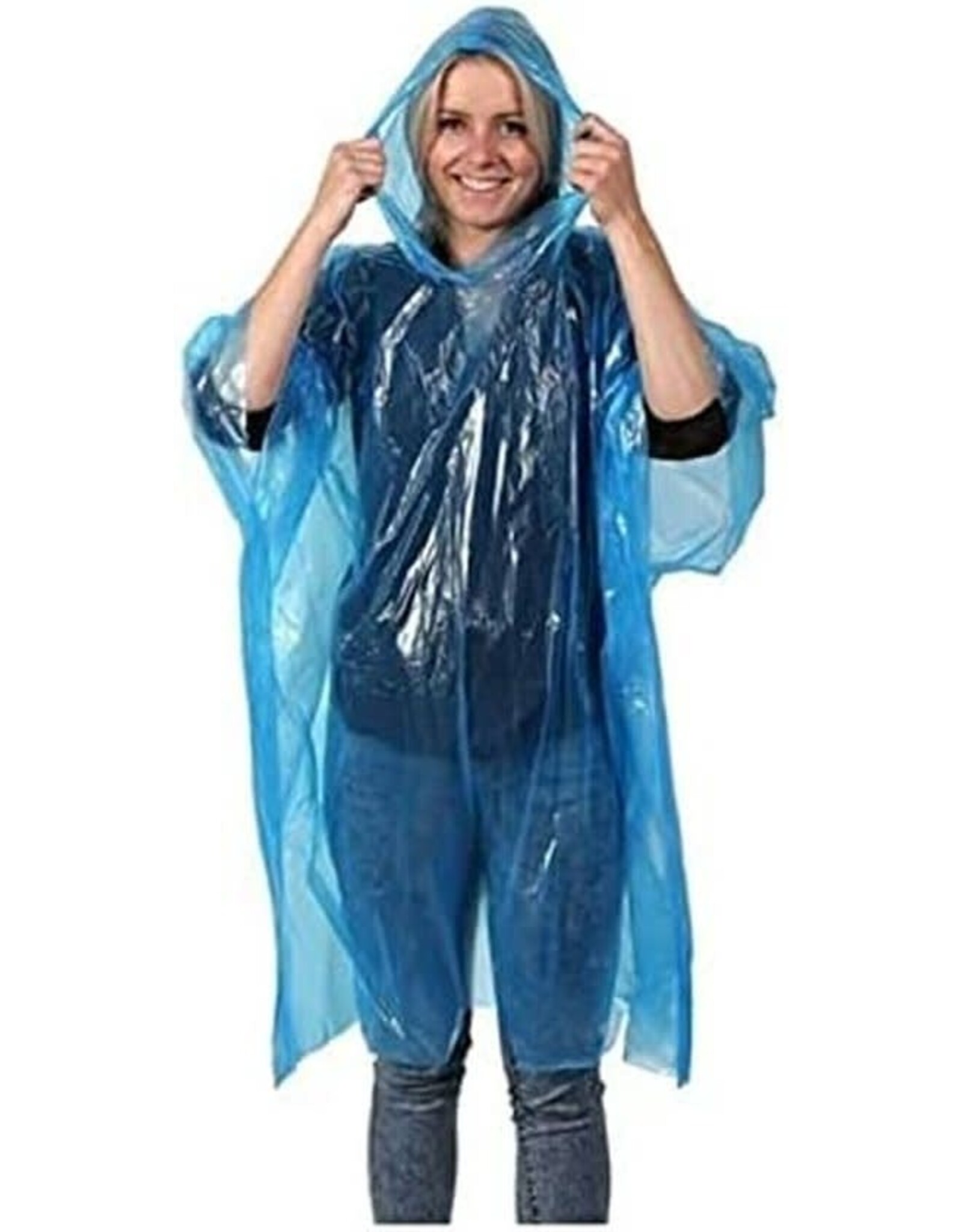 LIFETIME Lifetime Wegwerp poncho met capuchon blauw