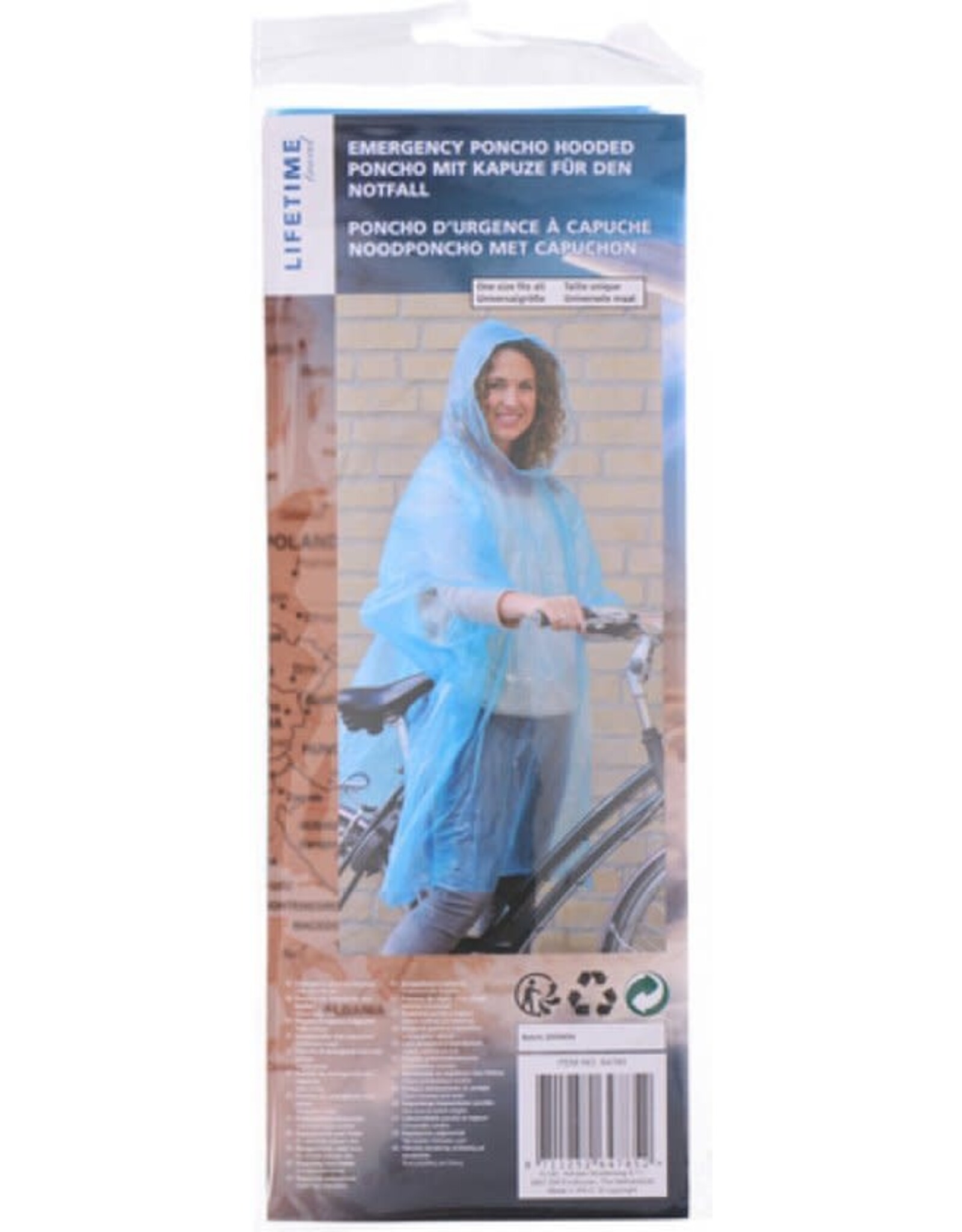 LIFETIME Lifetime Wegwerp poncho met capuchon blauw