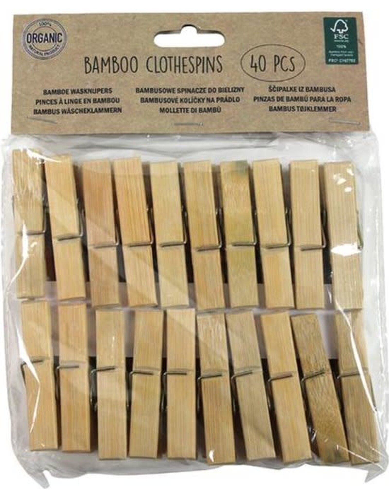 Wasknijpers bamboe 40 stuks