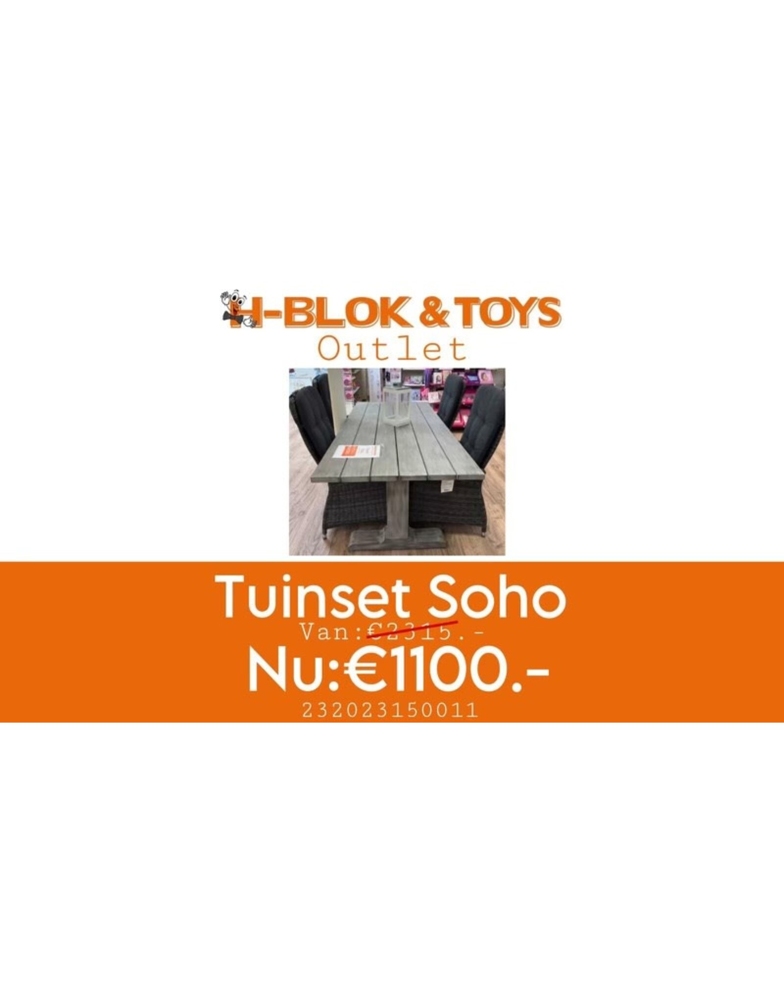 Lesli Living Tuinset Soho ( tafel 180X100cm + 4 verstelbaar stoelen)**