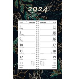 MGPcards - Omlegweekkalender 2024 - Week begint op Zondag - Bladeren - Groen