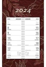MGPcards - Omlegweekkalender 2024 - Week begint op Zondag - Bladeren - Bordeaux