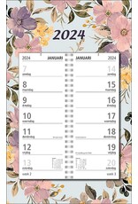MGPcards - Omlegweekkalender 2024 - Week begint op Zondag - Bloemen - Pastel Roze