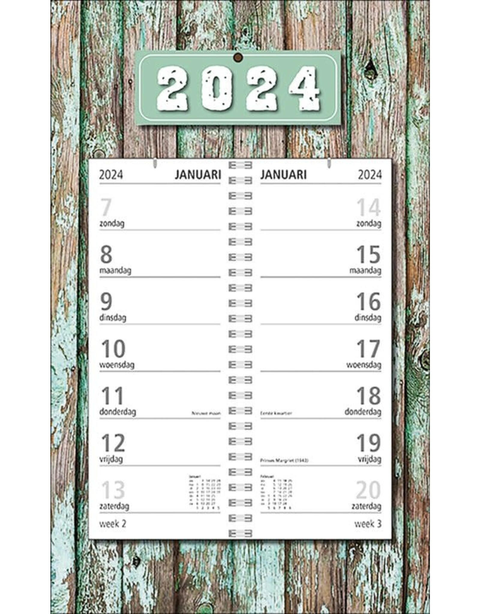 MGPcards - Omlegweekkalender 2024 - Week begint op Zondag - Planken