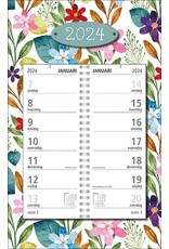 MGPcards - Omlegweekkalender 2024 - Week begint op Zondag - Bloemen - Kleur