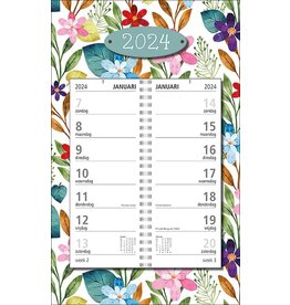 MGPcards - Omlegweekkalender 2024 - Week begint op Zondag - Bloemen - Kleur