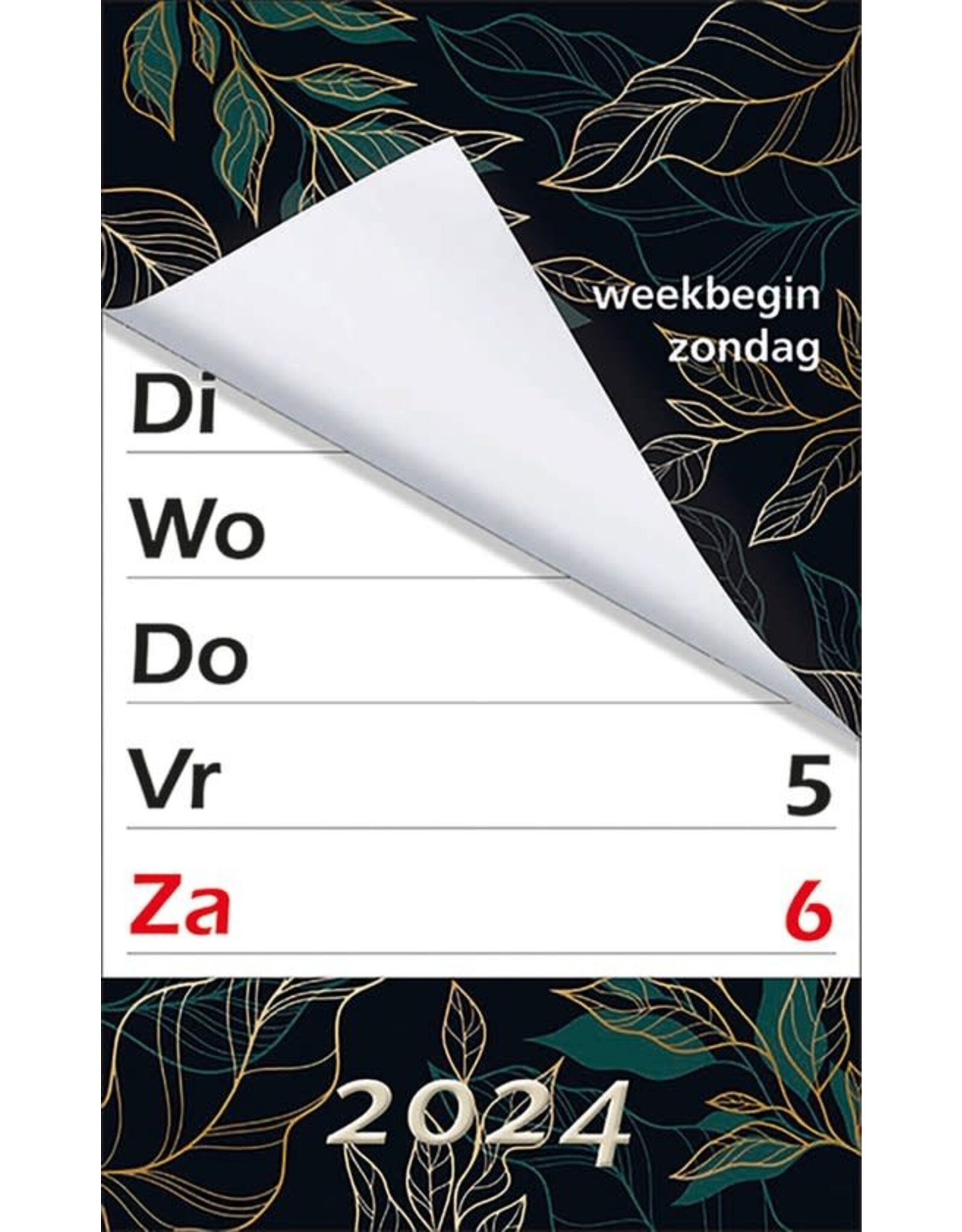 MGPcards - XL-kalender 2024 - Week begint op Zondag - Bladeren - Groen