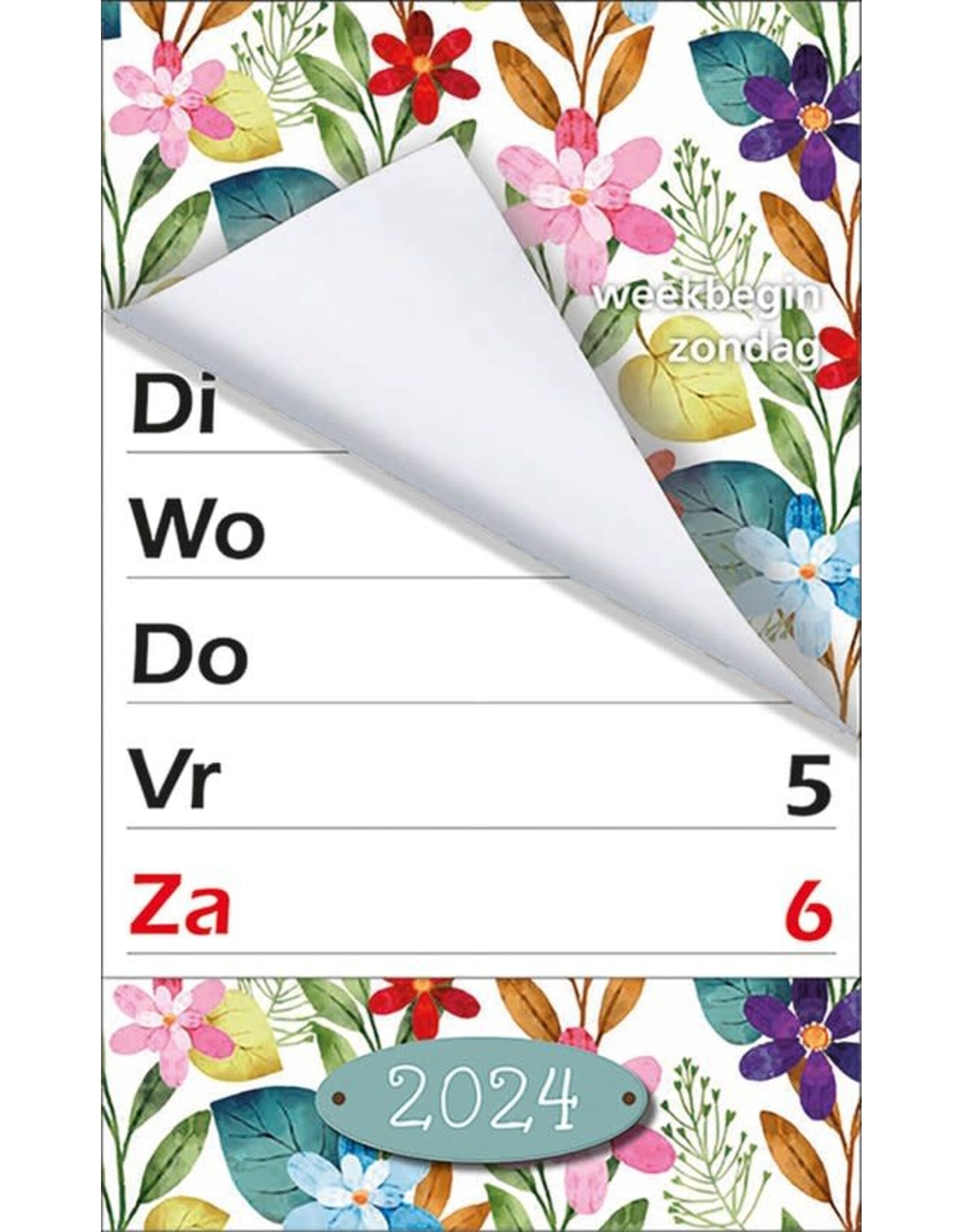 MGPcards - XL-kalender 2024 - Week begint op Zondag - Bloemen - Kleur