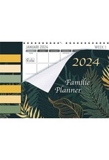 MGPcards - Family planner XL 2024 - Week begint op Maandag - 6 personen - Familie - Bladeren - Groen