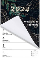 MGPcards - Weekblok (met Wire-O binding) 2024 - Week begint op Zondag - Bladeren - Groen