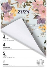 MGPcards - Weekblok (met Wire-O binding) 2024 - Week begint op Zondag - Bloemen - Pastel Roze